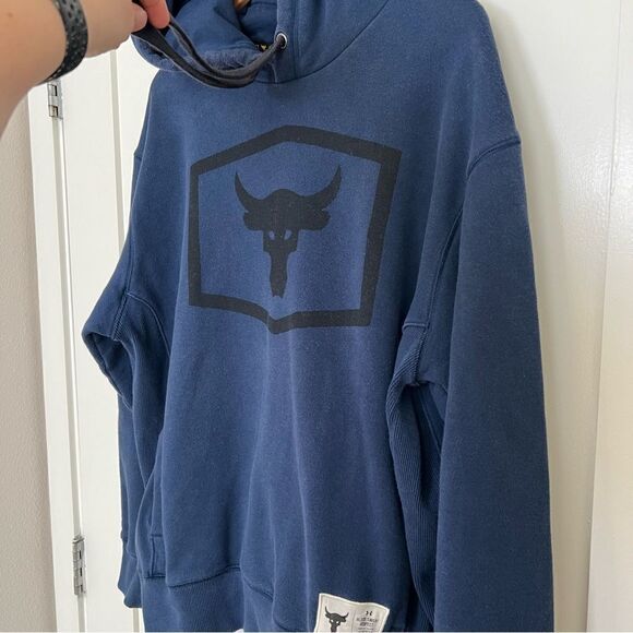 Under Armour Project Rock Mens XL Hoodie Sweatshirt Blood Sweat Respect Blue - Picture 4 of 13